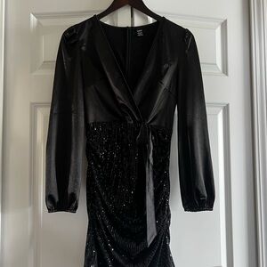 SHEIN Black Sequin Long Sleeve Dress